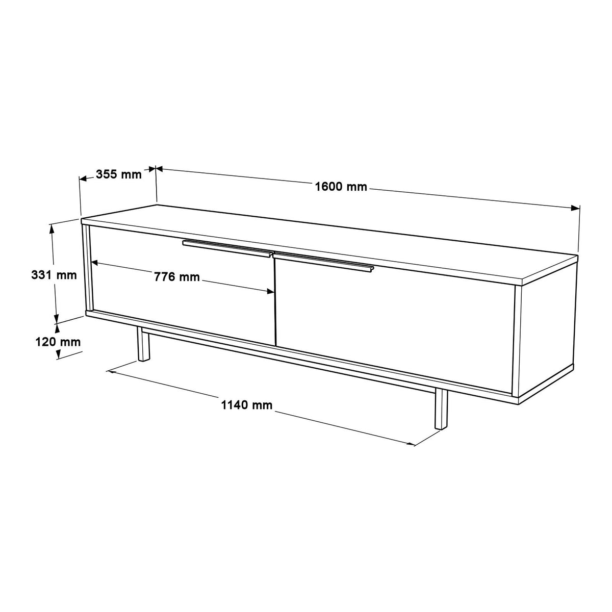 TV Furniture - TV Furniture Japandi Cosmos Walnut Oak Melamine 160x45.1x35.5 cm - Dimehouse