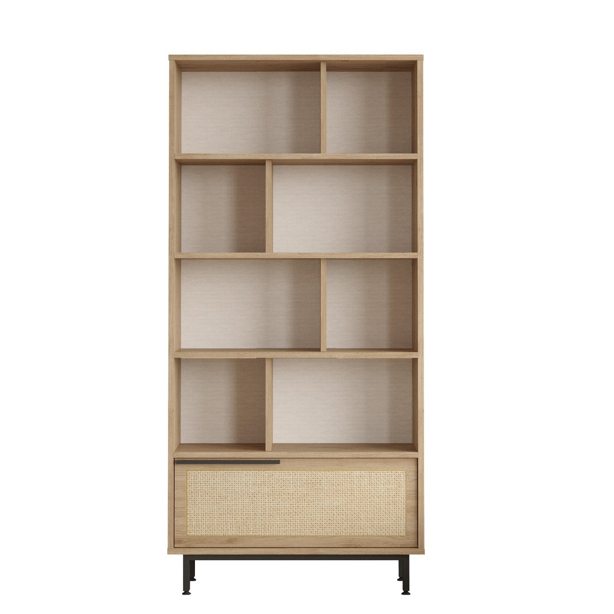 Bookcases - Bookcase Cosmos Walnut Oak Melamine 83.9x175.6x29.5 cm - Dimehouse