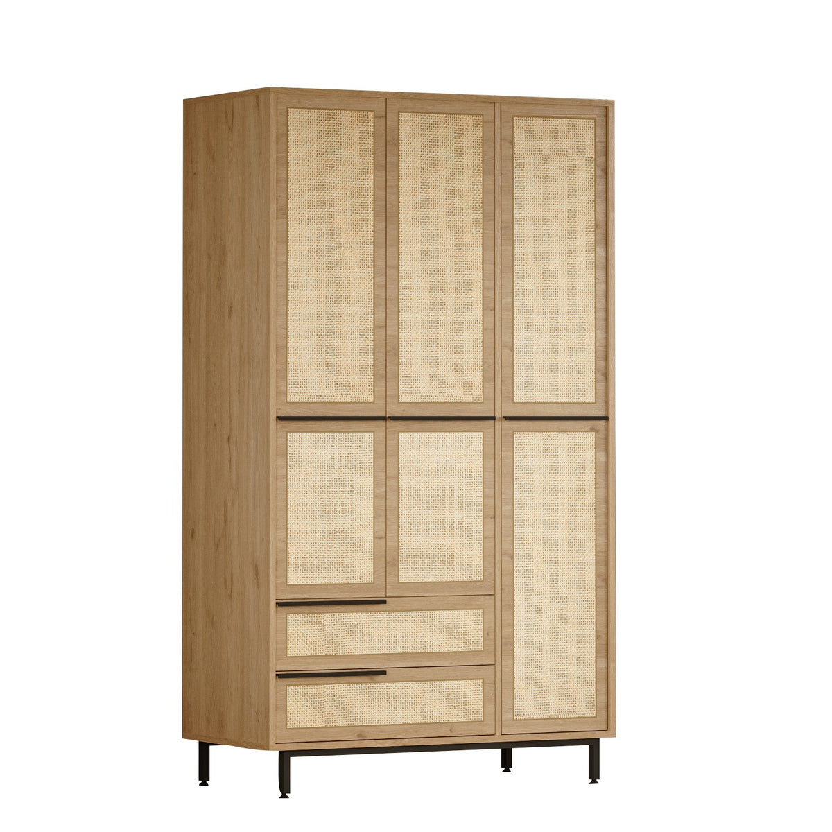 Wardrobes - Wardrobe Kosmos Walnut Oak Melamine 112.2x195.6x55 cm - Dimehouse