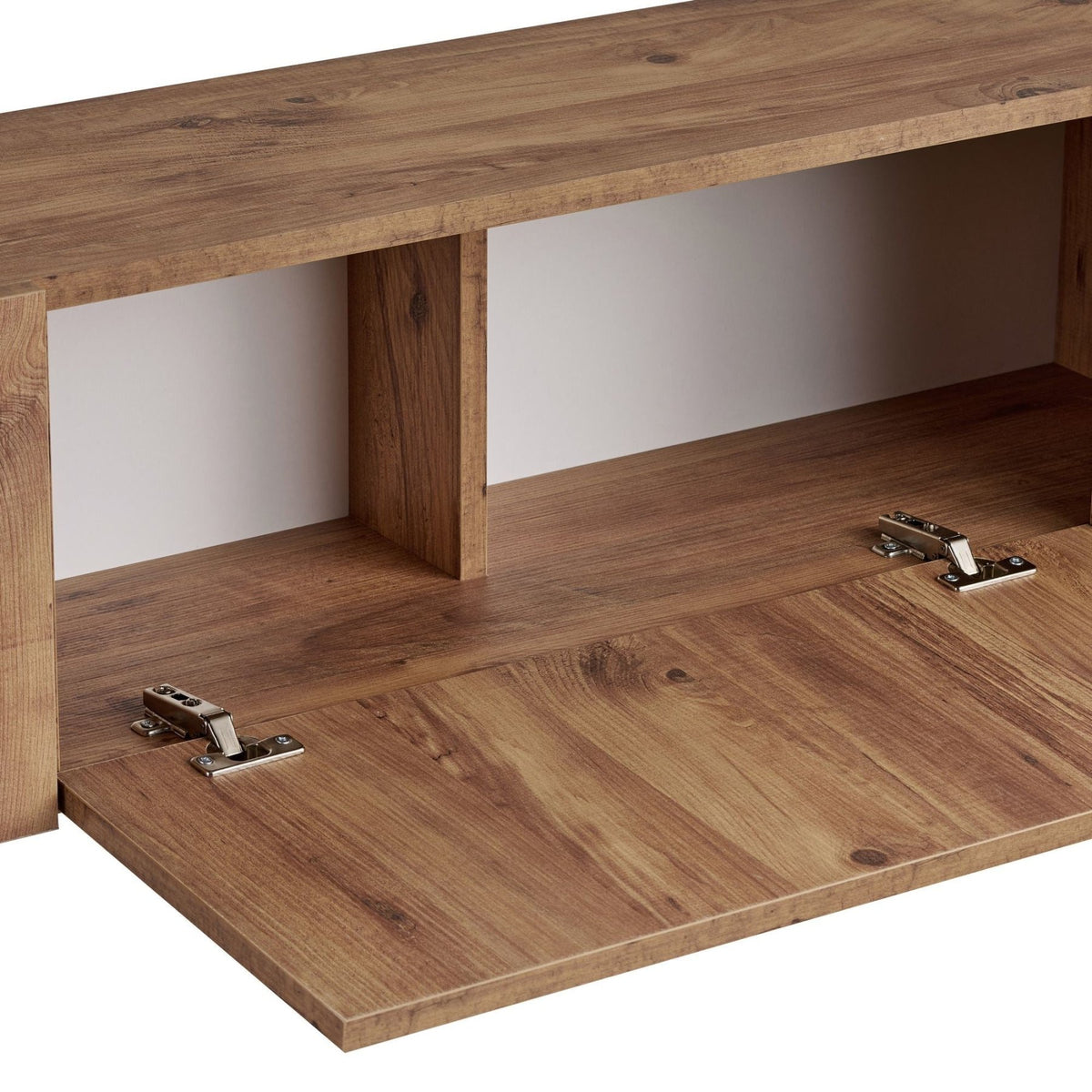 Nexus TV cabinet oak look with black 180 cm Atlantic Pine oak look and black Melamine coated wood composite