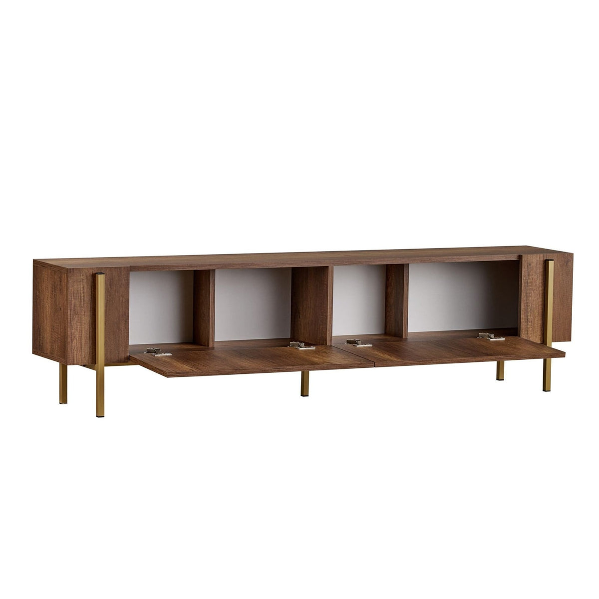 Nexus TV cabinet walnut look with gold 180 cm Baroque walnut look with gold Melamine-coated wood