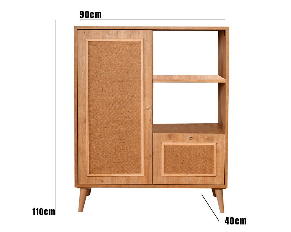 Wall cabinets - Wall cabinet Jut Oak Beechwood 40x110x90 cm - Dimehouse