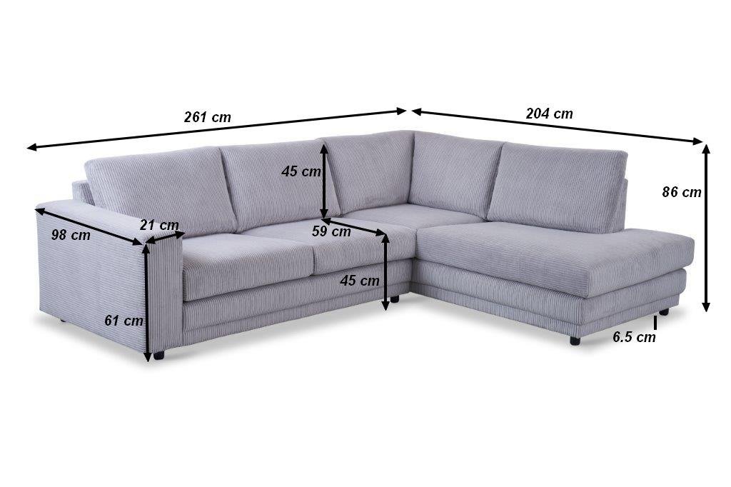 Sofas - Corner sofa anthracite ribbed sofa Gabi - left - Dimehouse