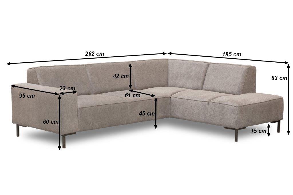 Sofas - Corner sofa taupe chenille mottled Ravi – left - Dimehouse