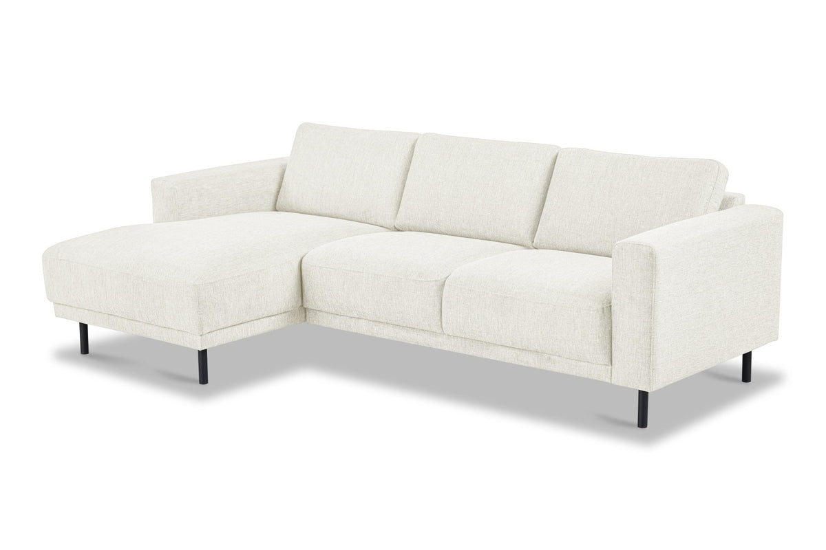 Sofas - Modern Corner Sofa Left Beige Fabric Aniko with Chaise Longue 238x142x78 cm - Dimehouse