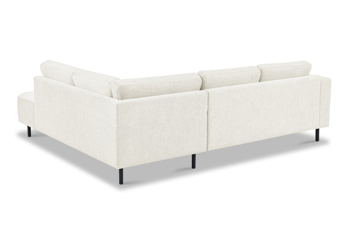 Sofas - Modern 3-seater Corner Sofa Right Beige Fabric Aniko with Lounger 240x197x78 cm - Dimehouse