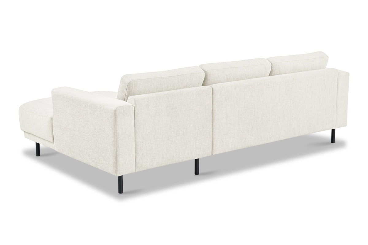 Sofas - Modern Corner Sofa Right Beige Fabric Aniko with Chaise Longue 238x142x78 cm - Dimehouse
