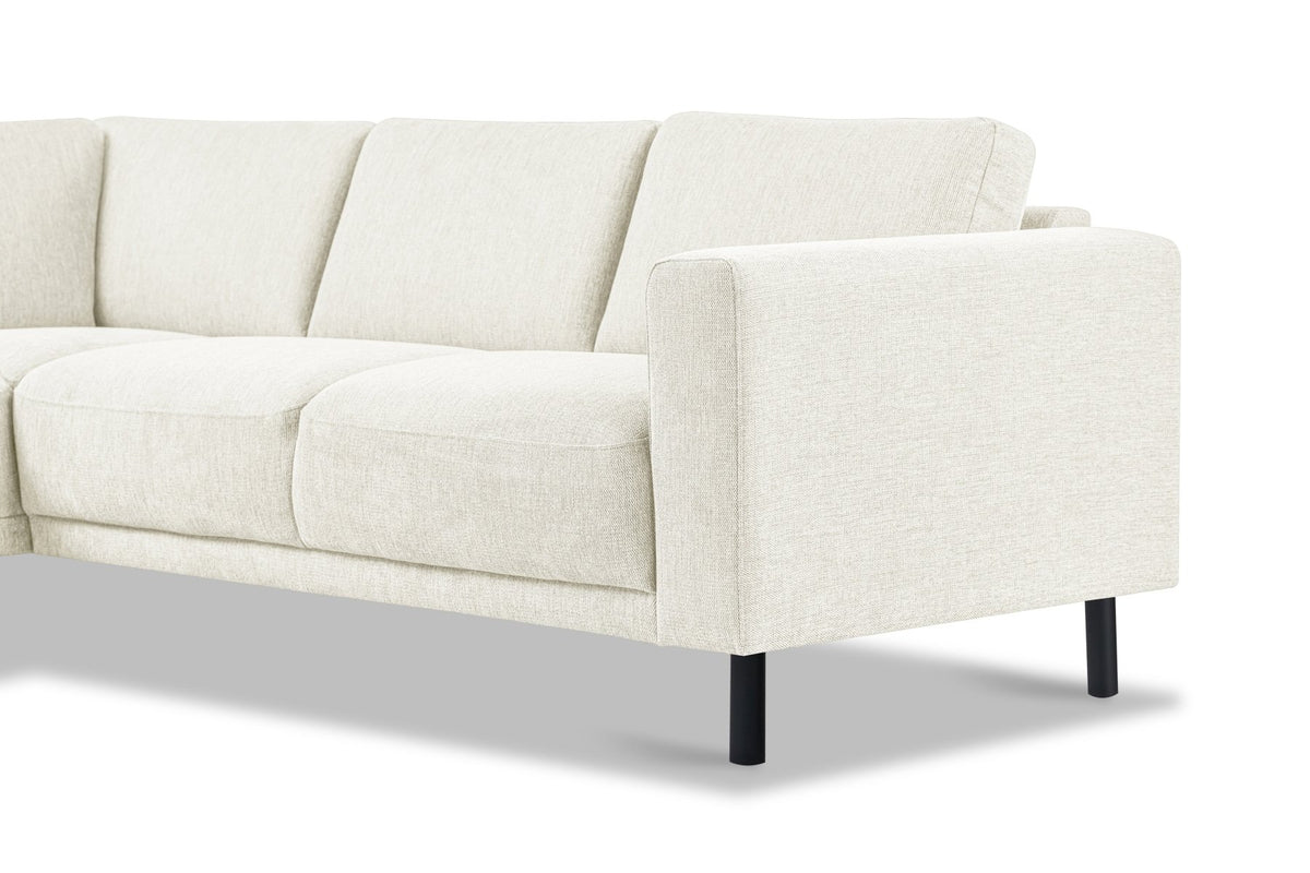 Sofas - Modern 3-seater Corner Sofa Left Beige Fabric Aniko with Lounger 240x197x78 cm - Dimehouse