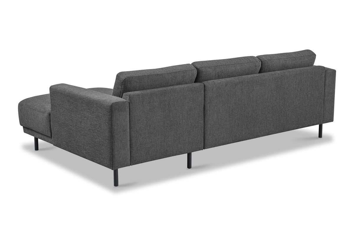 Sofas - Modern corner sofa with Chaise Longue Anthracite Fabric Aniko right 238x142x78 cm - Dimehouse