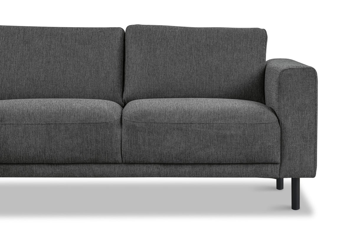 Sofas - Modern 3-seater corner sofa with Lounger Anthracite Fabric Aniko left 240x197x78 cm - Dimehouse