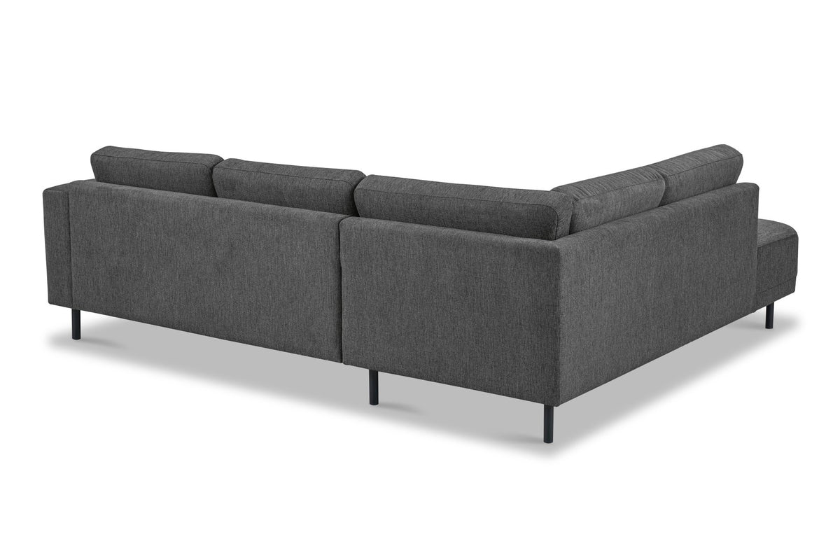 Sofas - Modern 3-seater corner sofa with Lounger Anthracite Fabric Aniko left 240x197x78 cm - Dimehouse