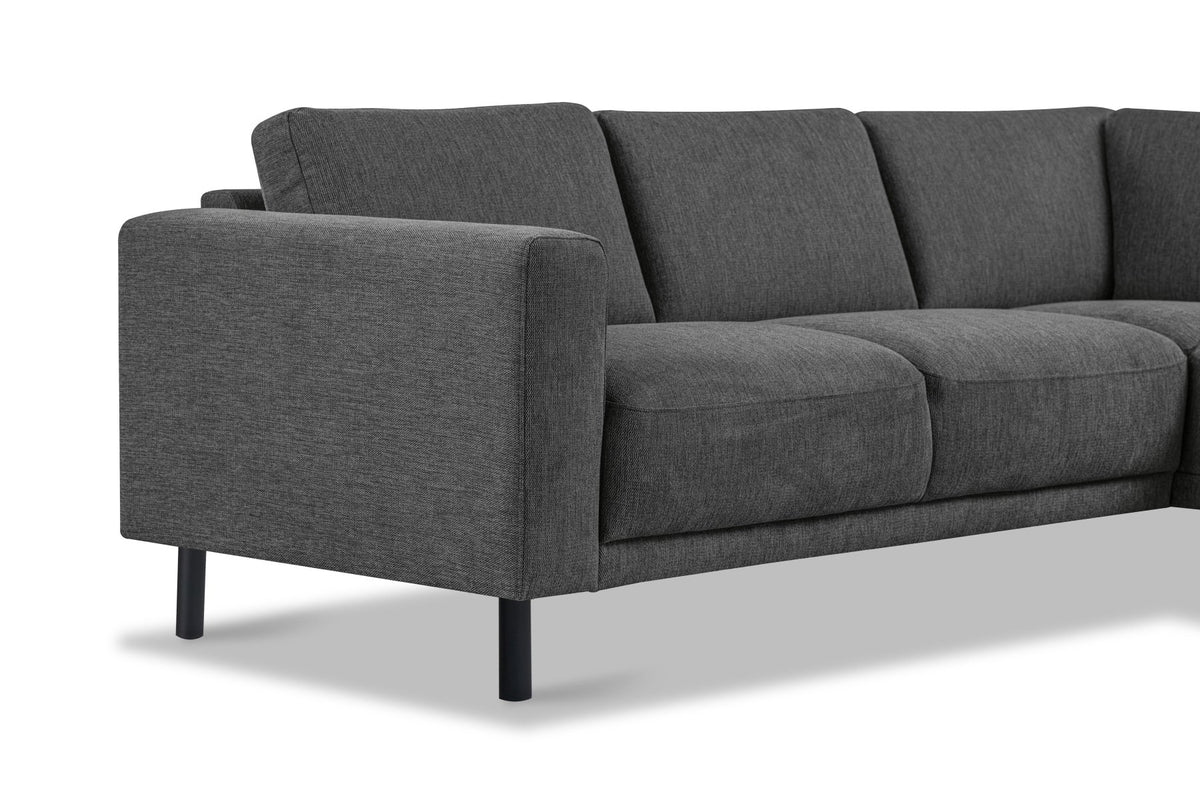 Sofas - Modern 3-seater corner sofa with Lounger Anthracite Fabric Aniko right 240x197x78 cm - Dimehouse