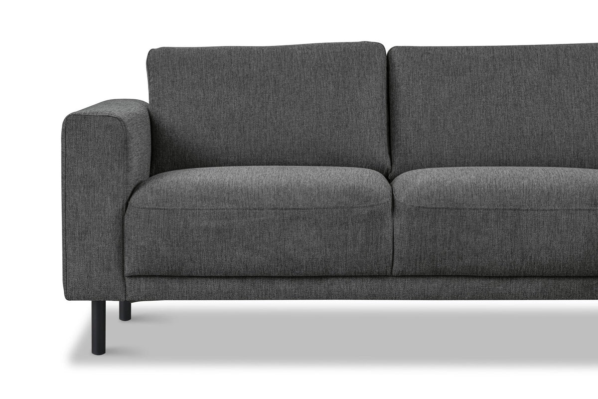 Sofas - Modern 3-seater corner sofa with Lounger Anthracite Fabric Aniko right 240x197x78 cm - Dimehouse