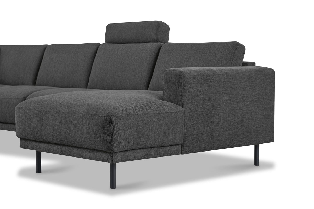 Sofas - Modern U - Sofa corner sofa Anthracite Fabric - left - 310x197x142 cm - Aniko - Dimehouse