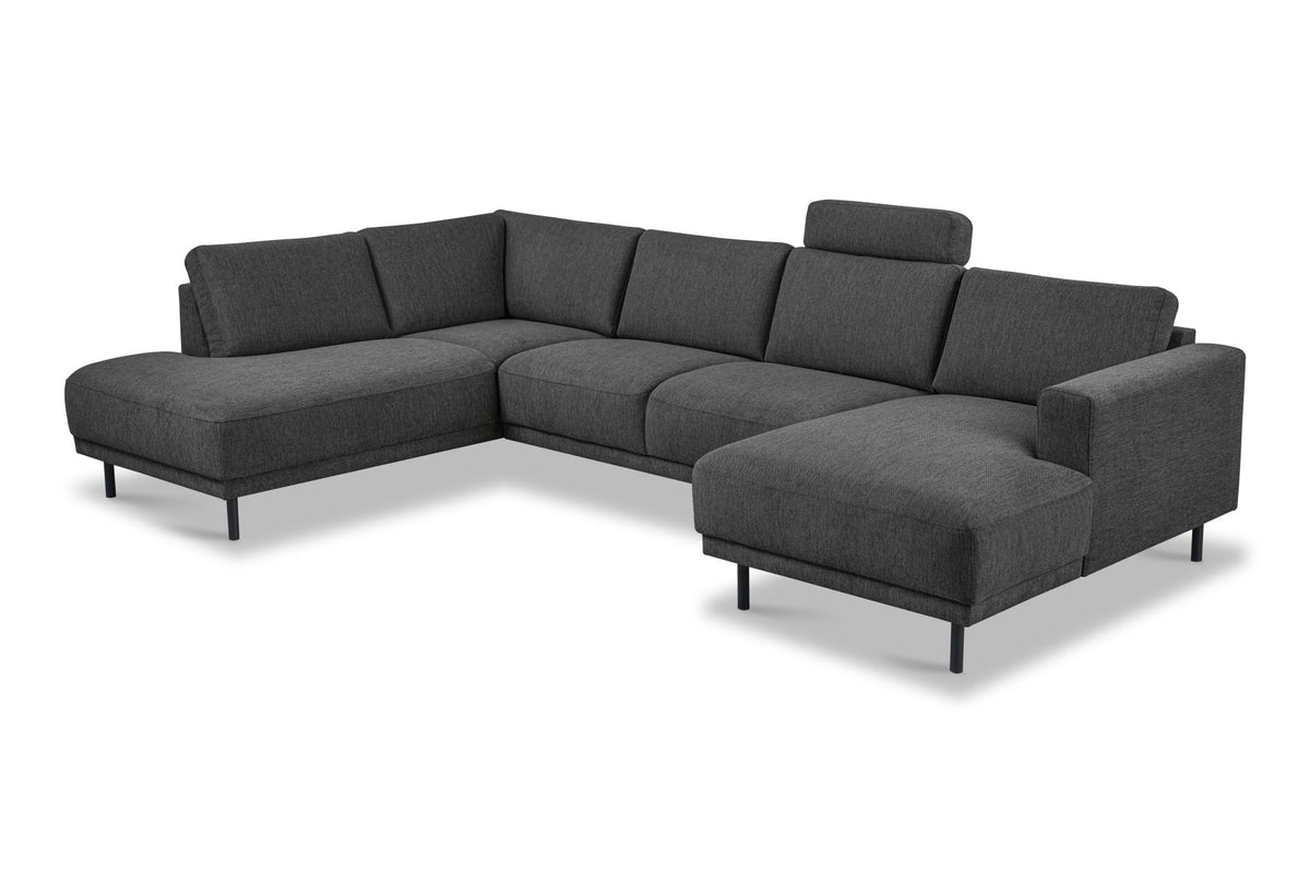 Sofas - Modern U - Sofa corner sofa Anthracite Fabric - left - 310x197x142 cm - Aniko - Dimehouse