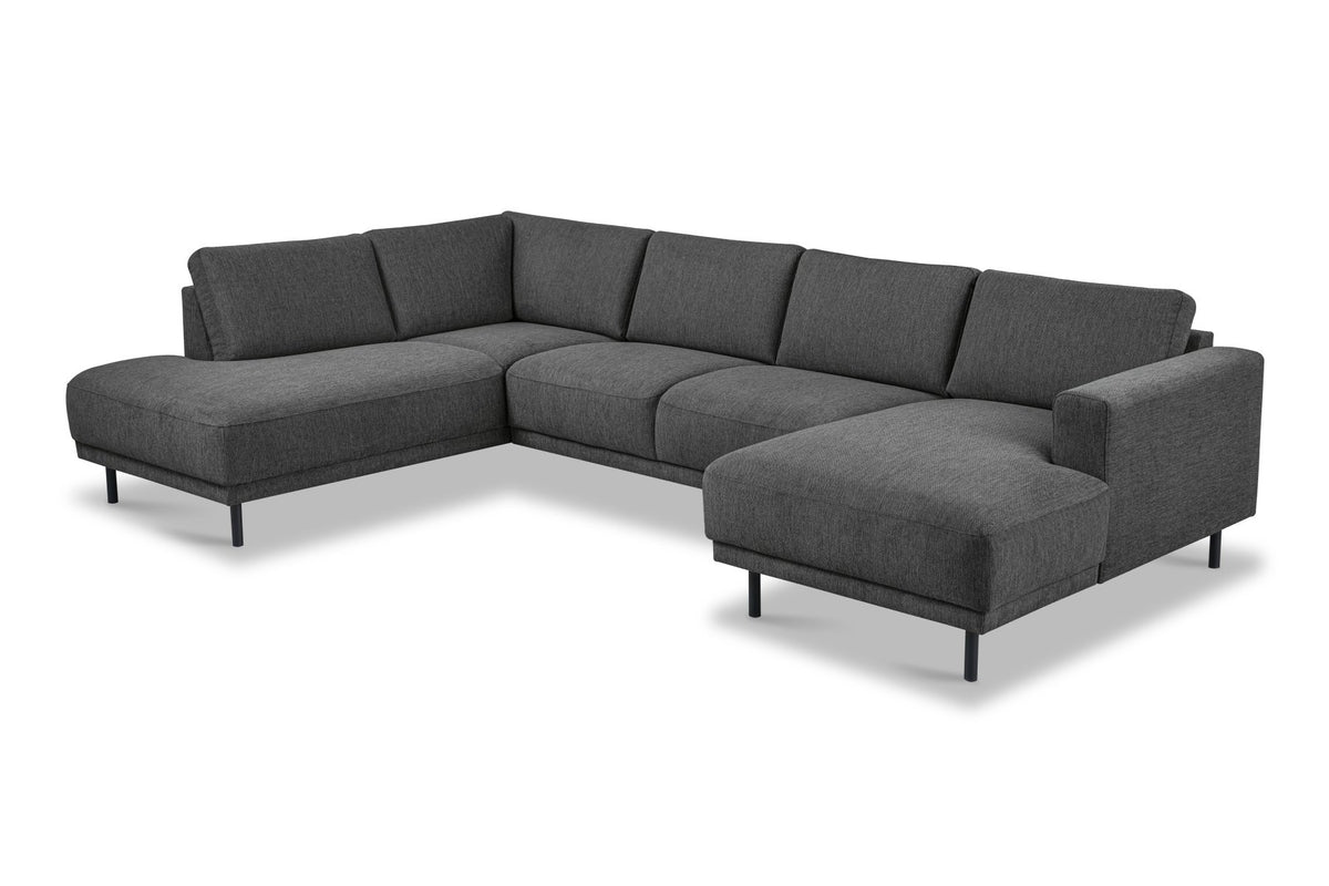 Sofas - Modern U - Sofa corner sofa Anthracite Fabric - left - 310x197x142 cm - Aniko - Dimehouse