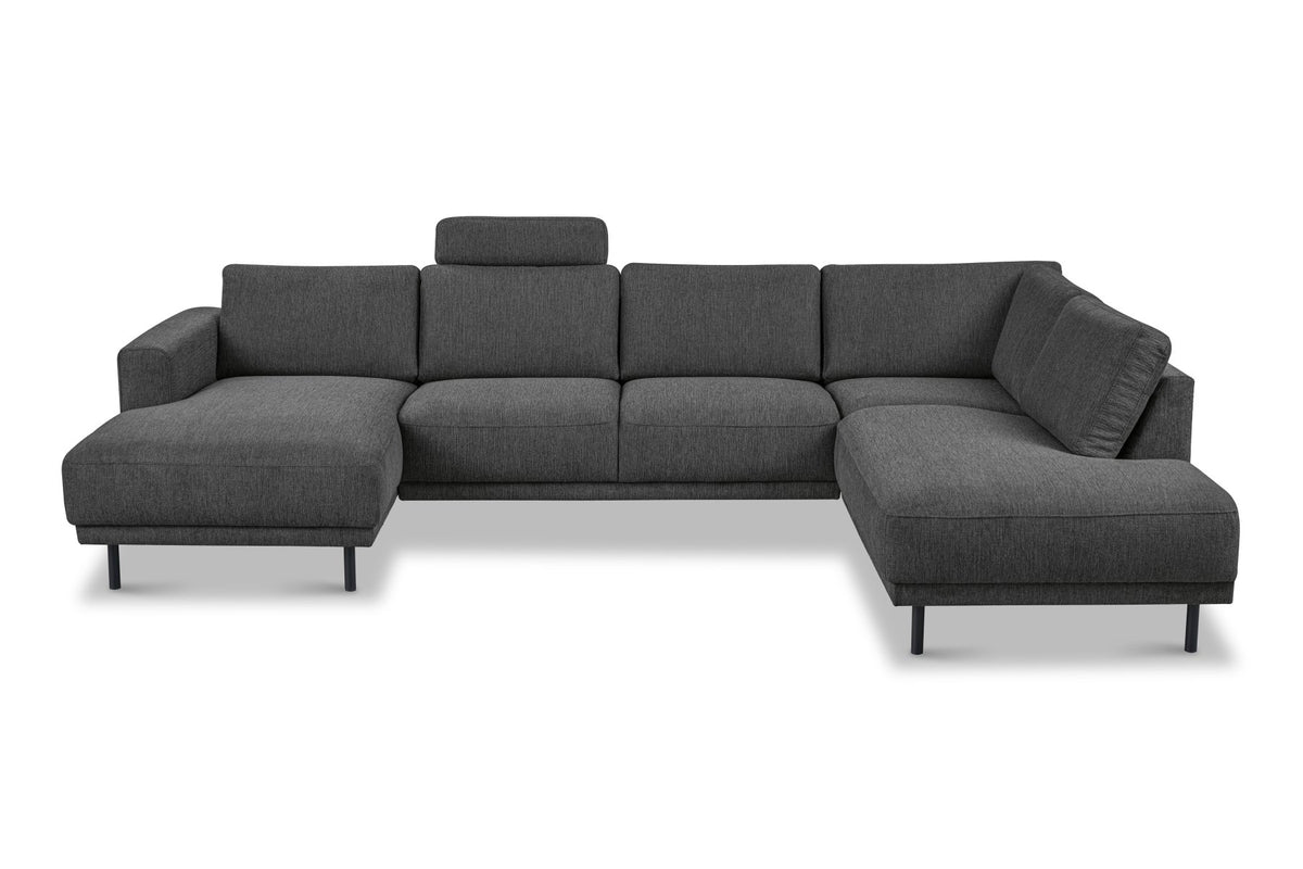 Sofas - Modern U - Sofa corner sofa Anthracite Fabric - right - 310x197x142 cm - Aniko - Dimehouse