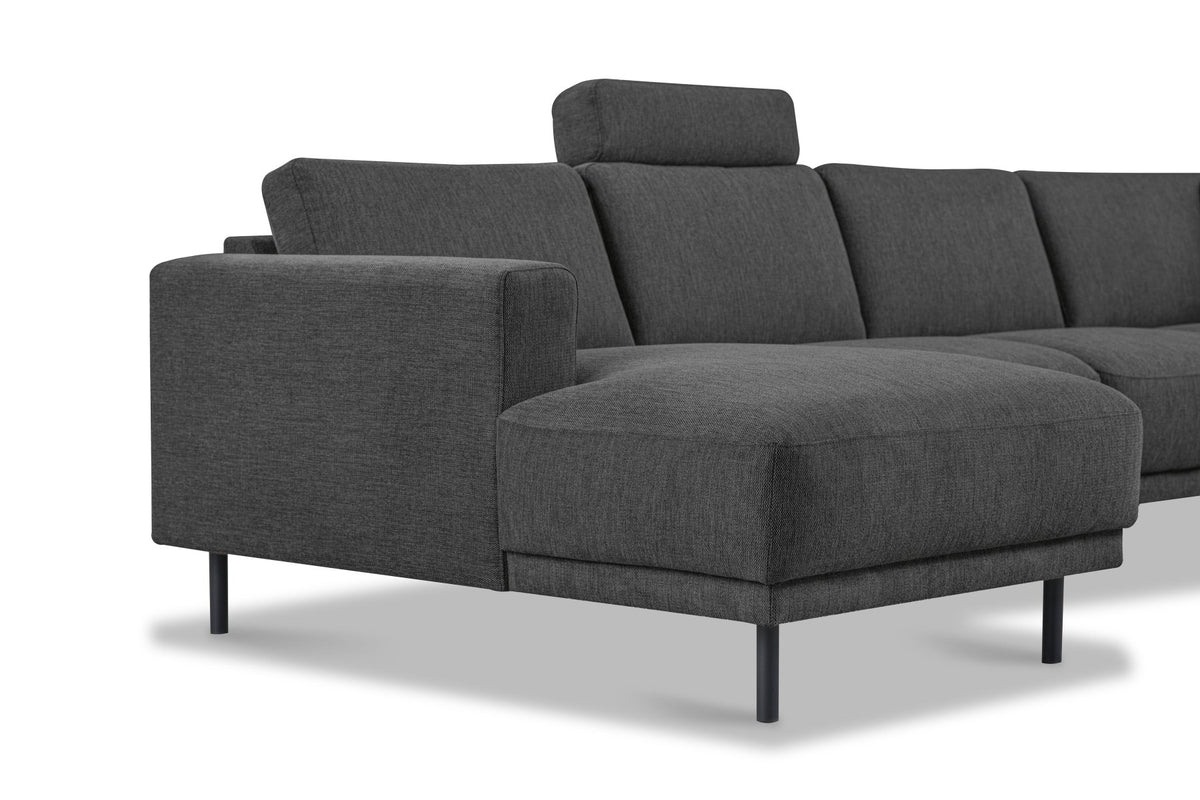 Sofas - Modern U - Sofa corner sofa Anthracite Fabric - right - 310x197x142 cm - Aniko - Dimehouse