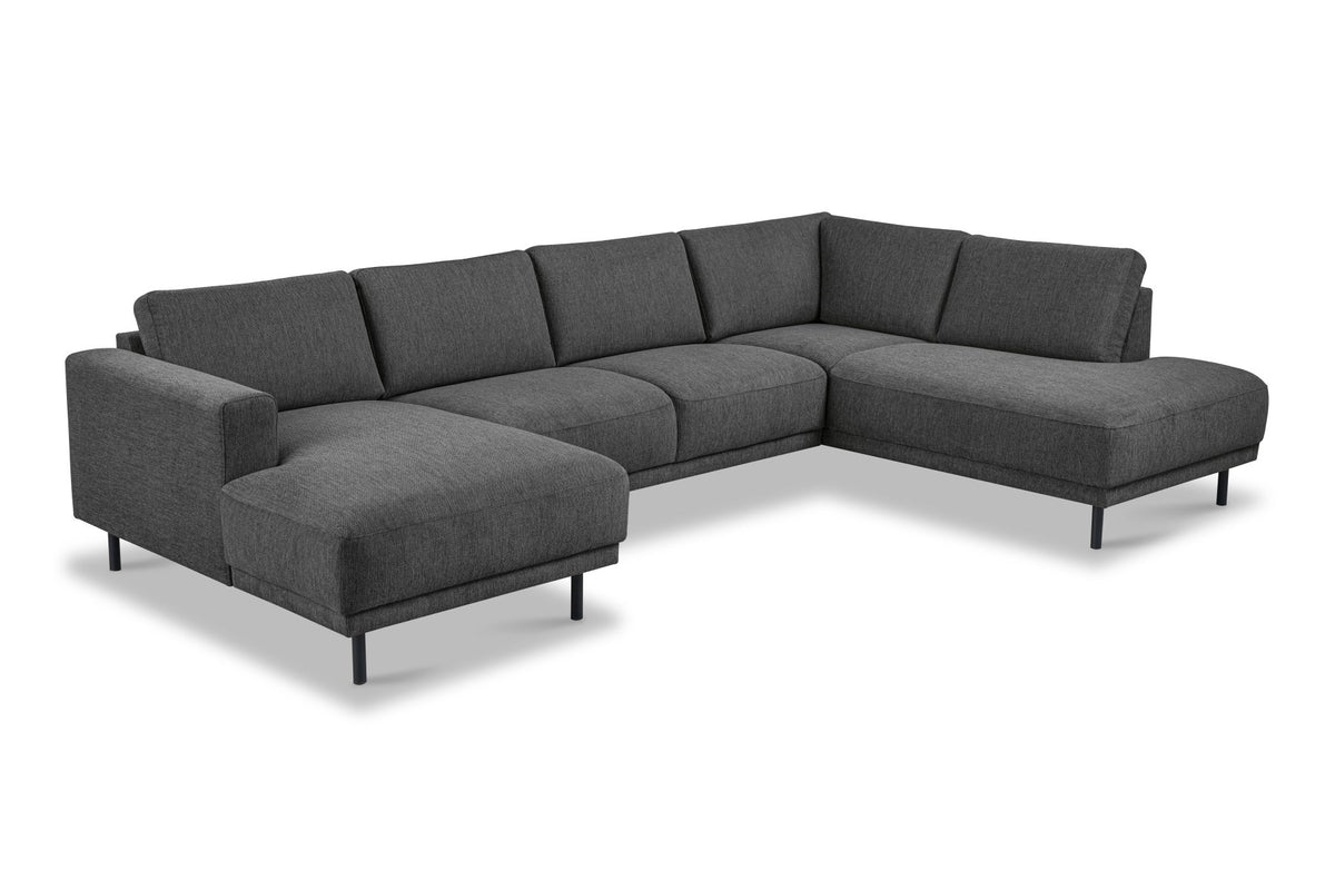 Sofas - Modern U - Sofa corner sofa Anthracite Fabric - right - 310x197x142 cm - Aniko - Dimehouse