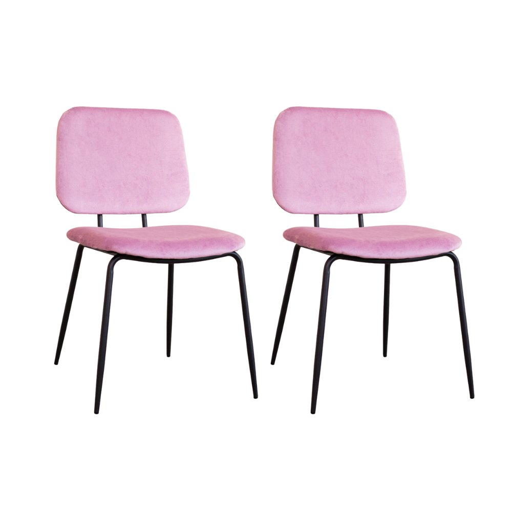 Dining room chairs - Set of 2 Dining room chairs Jerry Velvet Pink - Without Armrests - Dimehouse