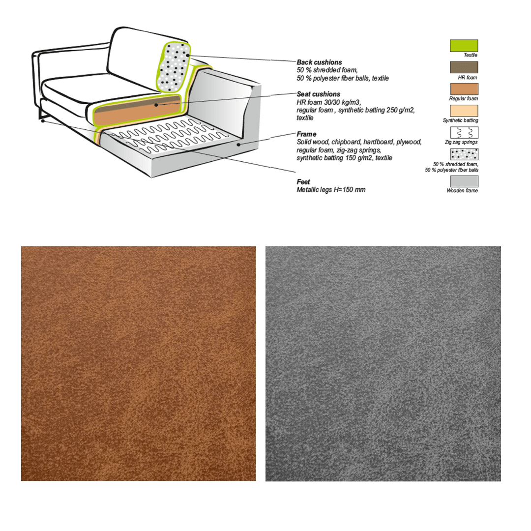 Sofas - Corner sofa gray microfibre Tulin - right - Dimehouse