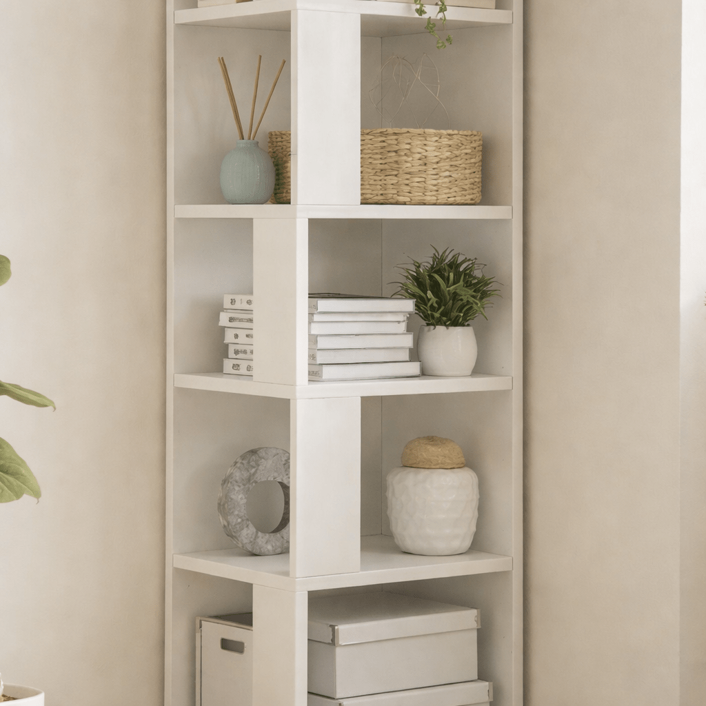 Bookcases - Bookcase Piano White Melamine 34x161x34 cm - Dimehouse