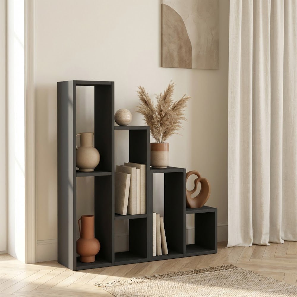 Bookcases - Modular shelving unit anthracite melamine Sule 42x89x20 cm - Dimehouse