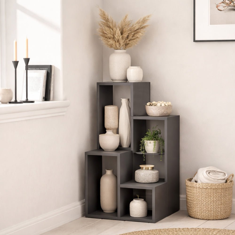 Bookcases - Modular shelving unit anthracite melamine Sule 42x89x20 cm - Dimehouse