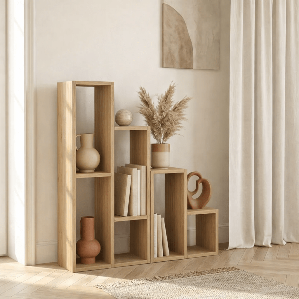 Bookcases - Modular shelving unit oak melamine Sule 42x89x20 cm - Dimehouse