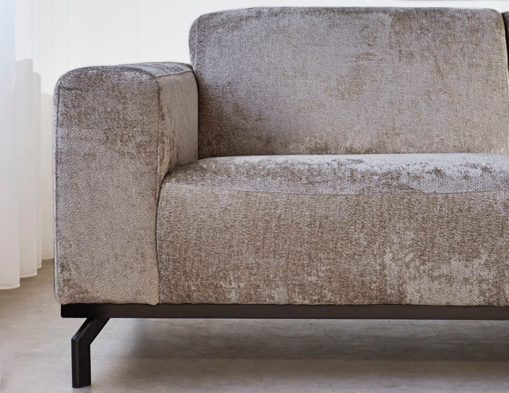 Sofas - Corner sofa with high legs taupe velvet Chloe - right - Dimehouse