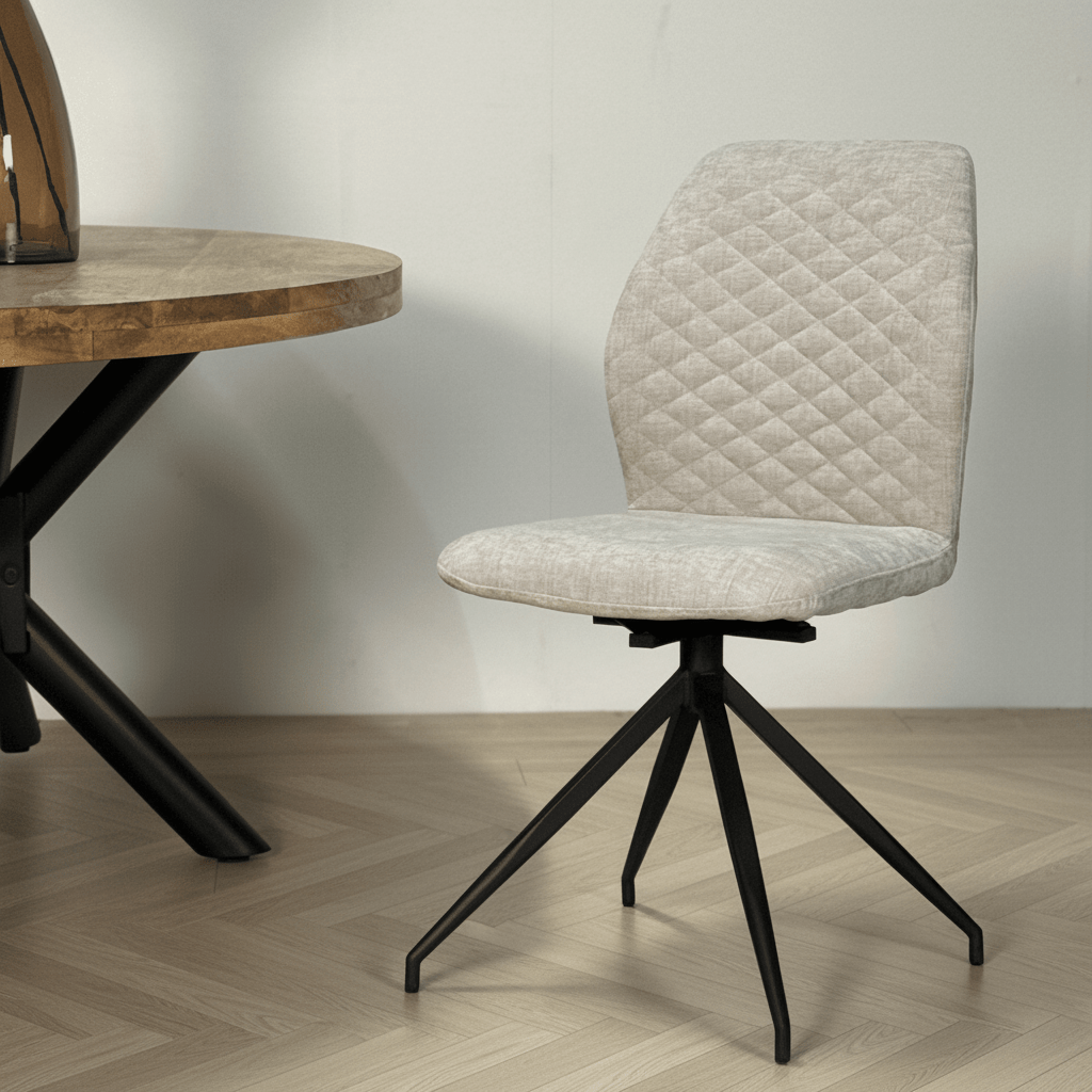 Swivel Dining Chair Light Gray Charly Chenille Fabric
