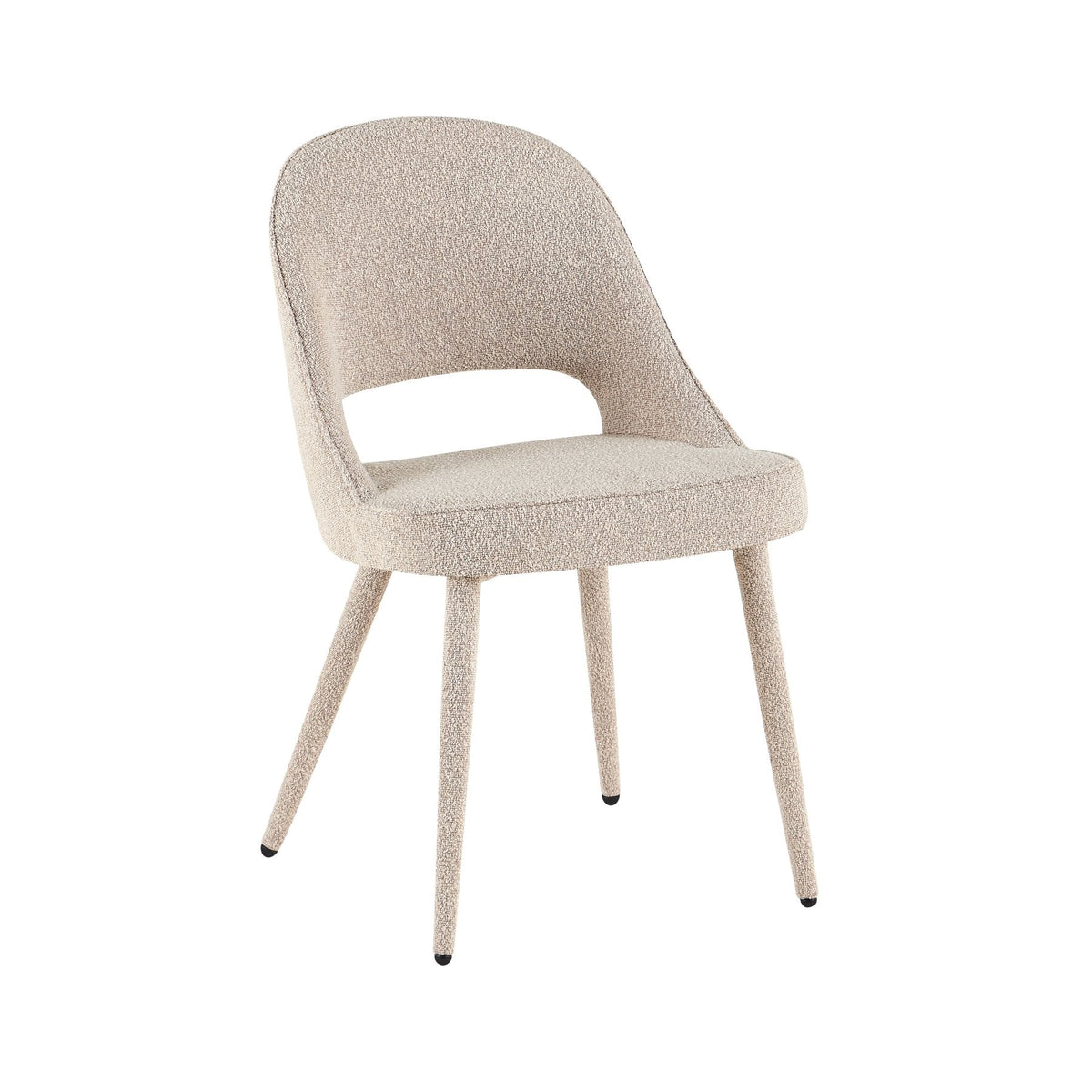 Dining room chairs-Dining room chair sand color bouclé Yumi - Japandi - fully upholstered-Dimehouse