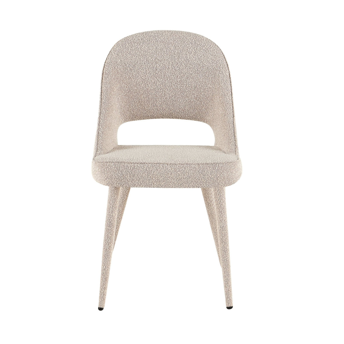 Dining room chairs-Dining room chair sand color bouclé Yumi - Japandi - fully upholstered-Dimehouse