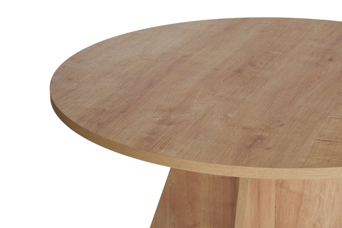 Dining tables - Dining room table round Oak melamine - 120 cm - Mary - Dimehouse
