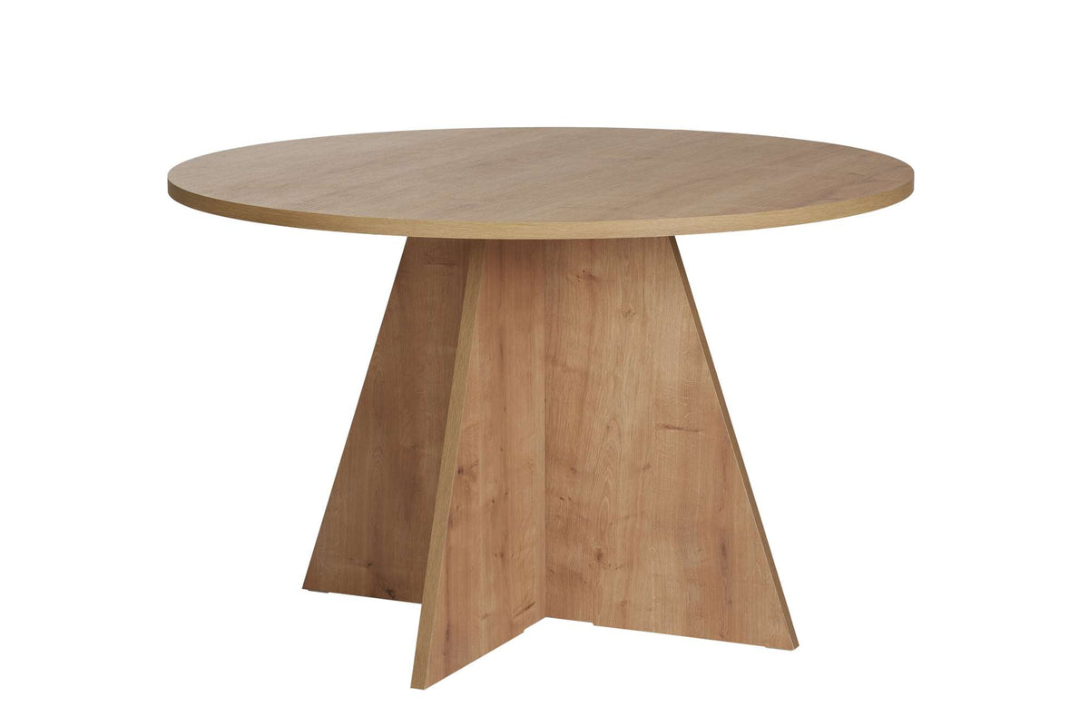 Dining tables - Dining room table round Oak melamine - 120 cm - Mary - Dimehouse