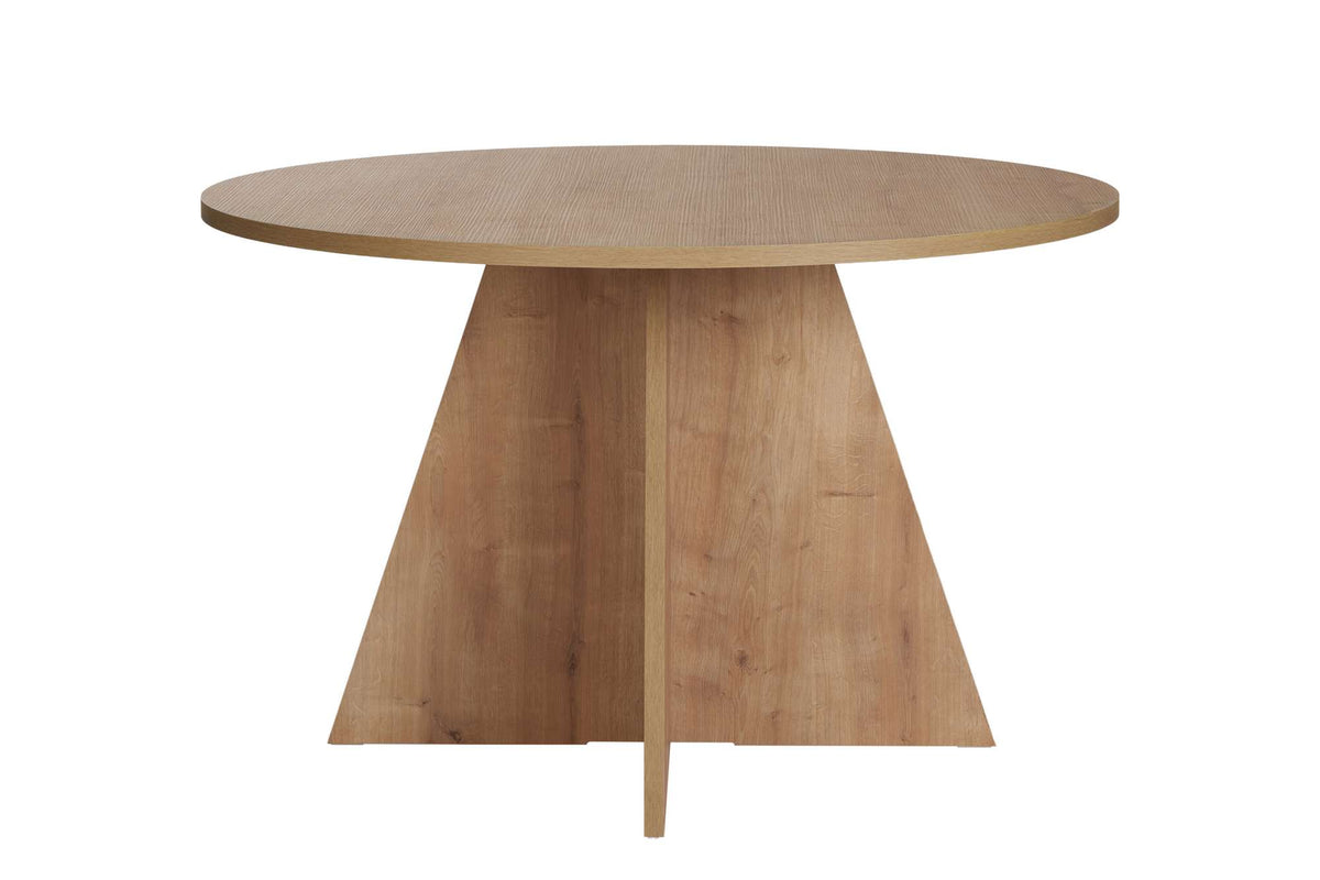 Dining tables - Dining room table round Oak melamine - 120 cm - Mary - Dimehouse