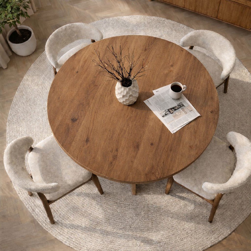 Dining tables - Dining room table round Pine melamine - 120 cm - Mary - Dimehouse