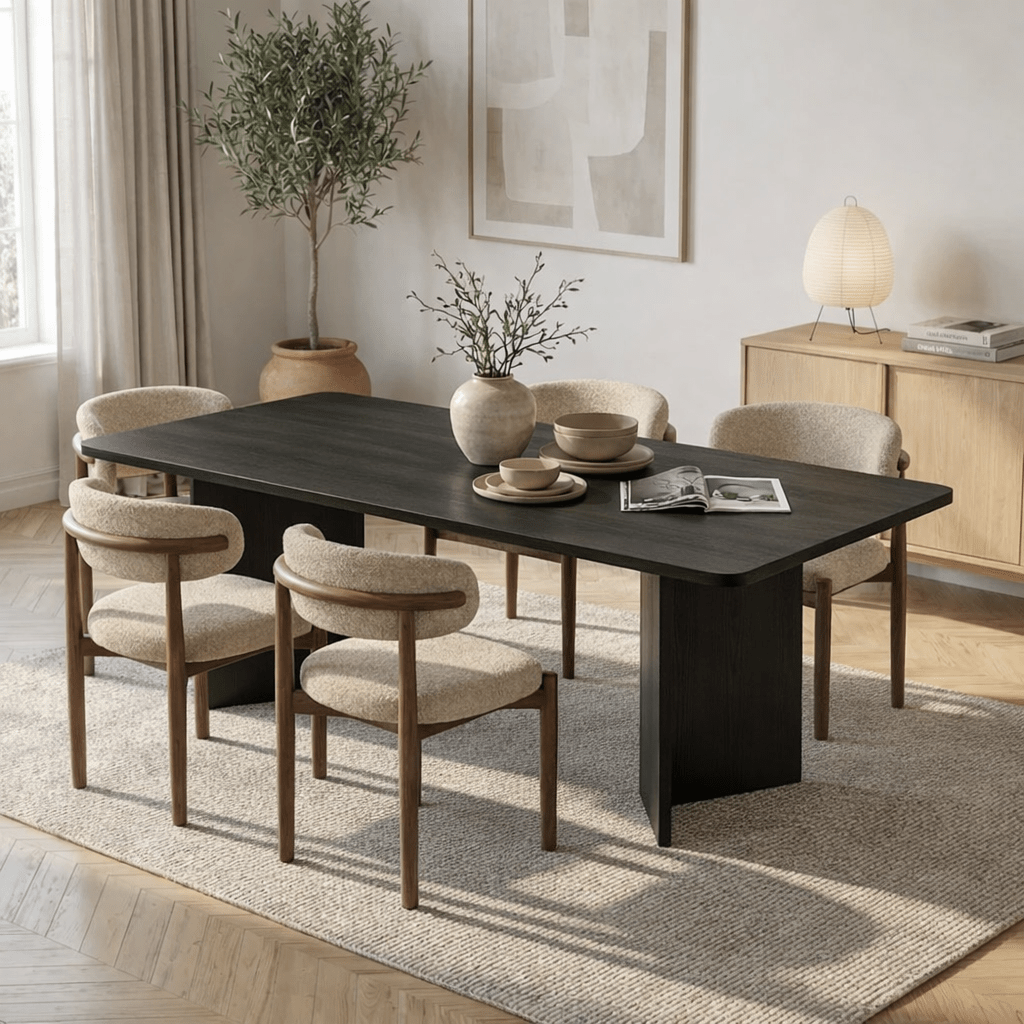 Dining tables - Dining table Black Melamine rectangular 180x89.5x75 cm - Linova - Dimehouse