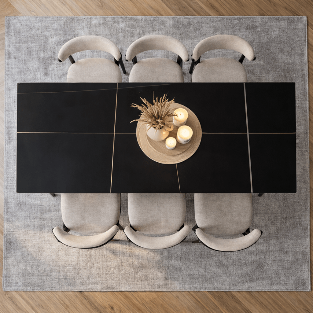Dining tables - Dining table Sintered Stone Marble look Black - Jules - Dimehouse