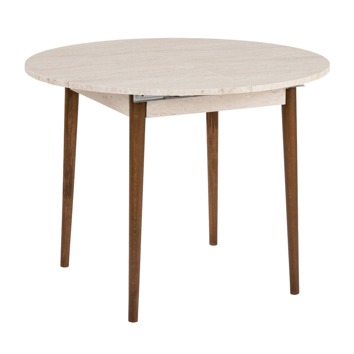 Dining tables - Travertine and walnut melamine dining table extendable 100 - 130 cm - Vienna - Dimehouse