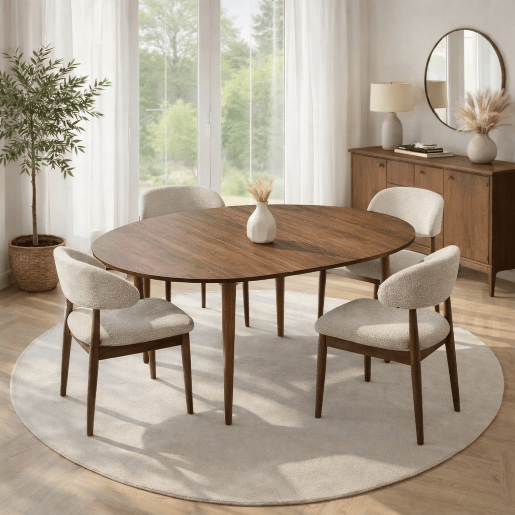 Dining tables - Dining table Walnut Melamine extendable 100 - 130 cm - Vienna - Dimehouse