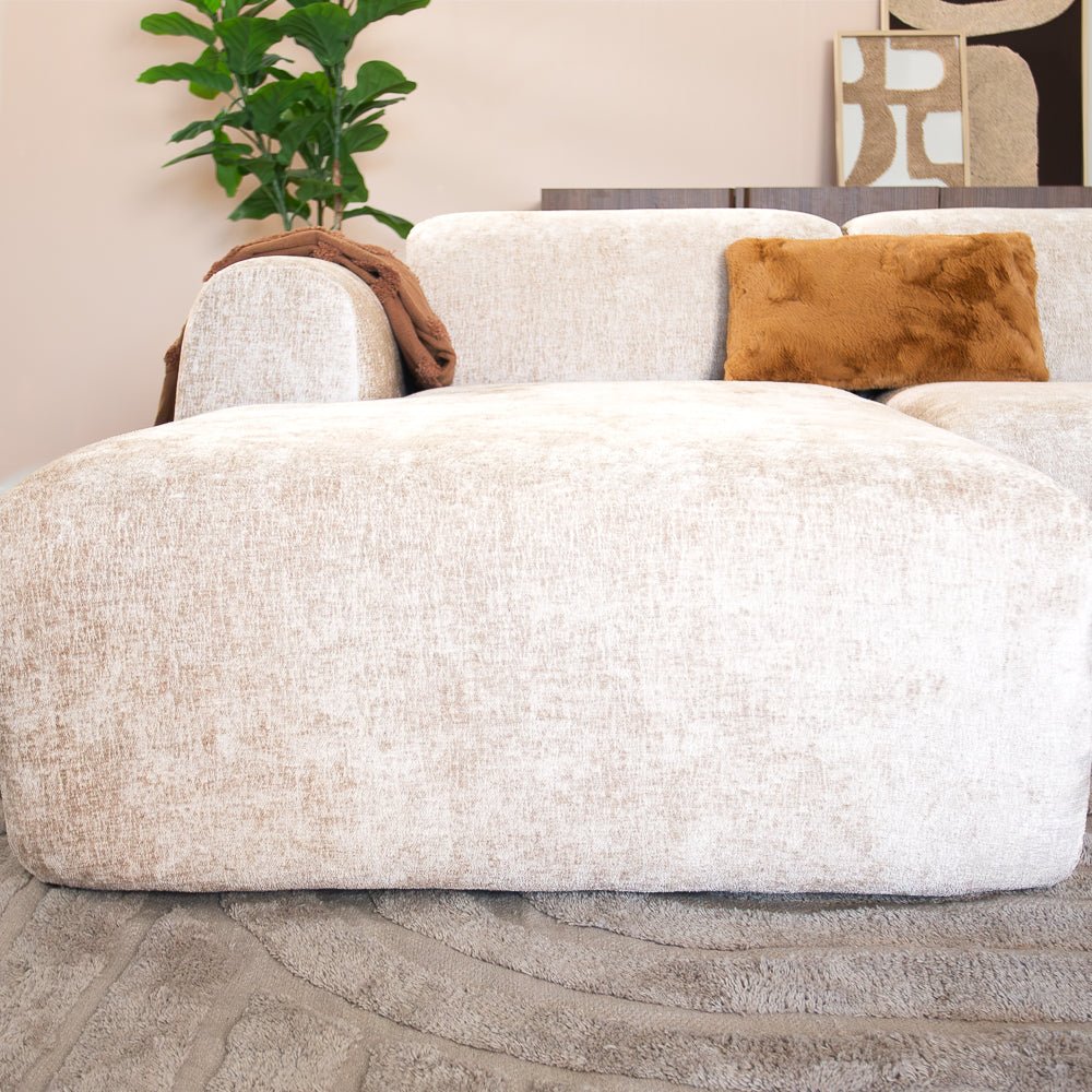 Banken-Hoekbank beige chenille stof - 292x170 cm - Shane - links-Dimehouse