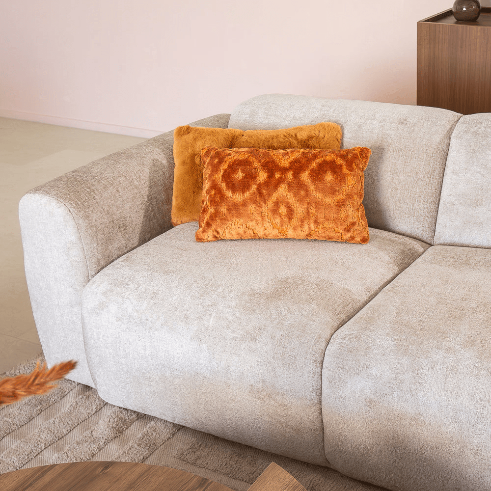 Banken-Hoekbank beige chenille stof - 292x170 cm - Shane - rechts-Dimehouse