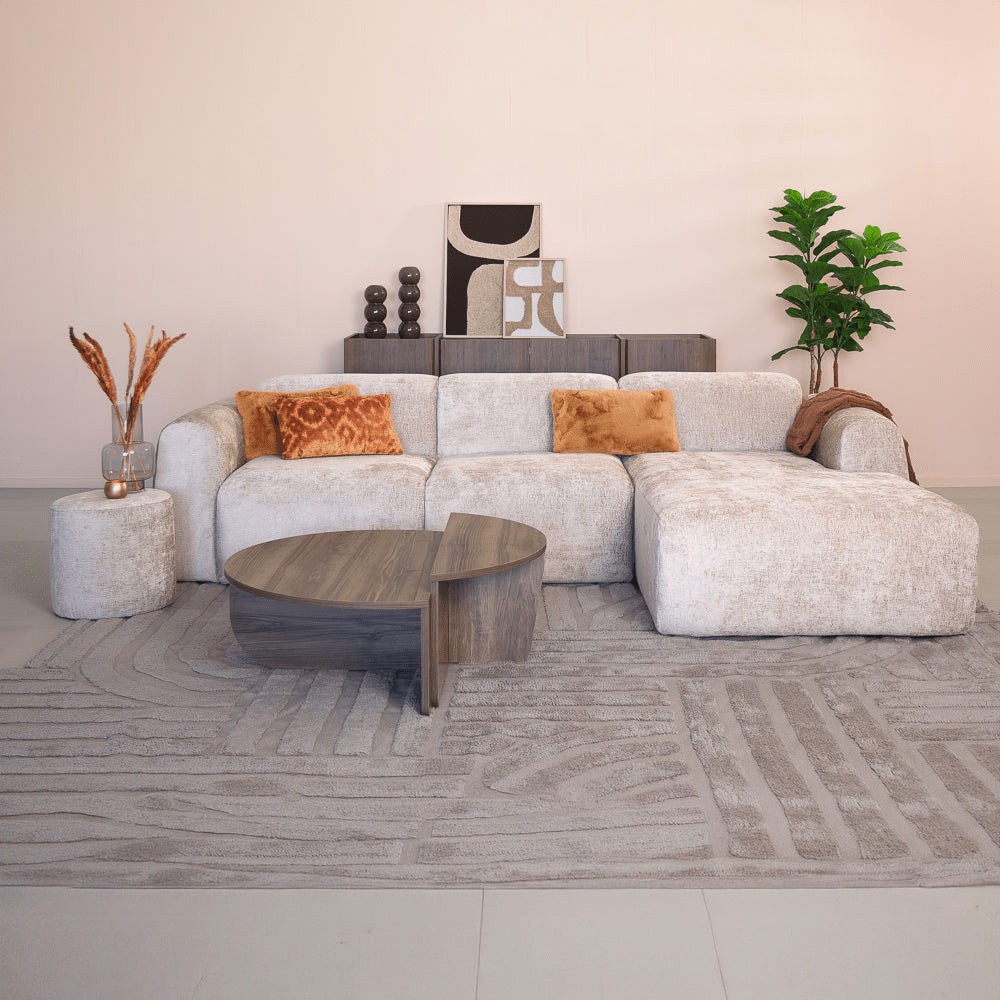 Banken-Hoekbank beige chenille stof - 292x170 cm - Shane - rechts-Dimehouse
