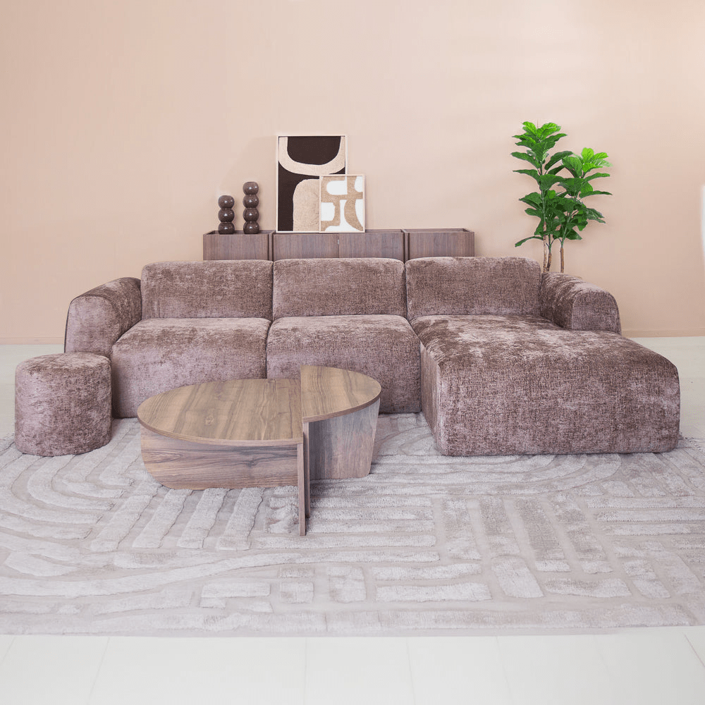 Banken-Hoekbank taupe chenille stof - 292x170 cm - Shane - rechts-Dimehouse
