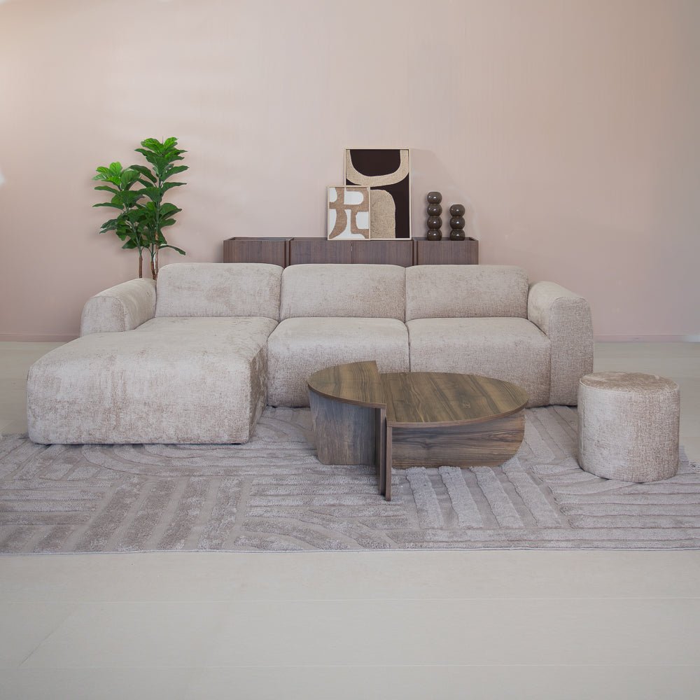 Banken-Hoekbank zand chenille stof - 272x170 cm - Shane - links-Dimehouse