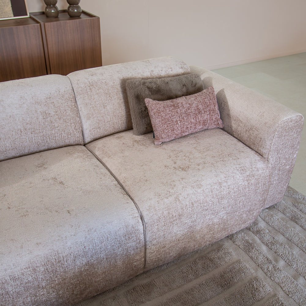 Banken-Hoekbank zand chenille stof - 272x170 cm - Shane - links-Dimehouse