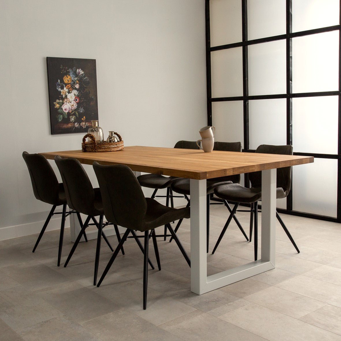 Dining tables - Dining table Rover Oak U - leg White - Dimehouse