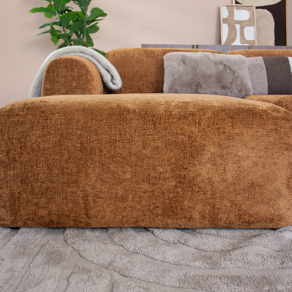 Banken-Hoekbank oker chenille stof - 292x170 cm - Shane - links-Dimehouse