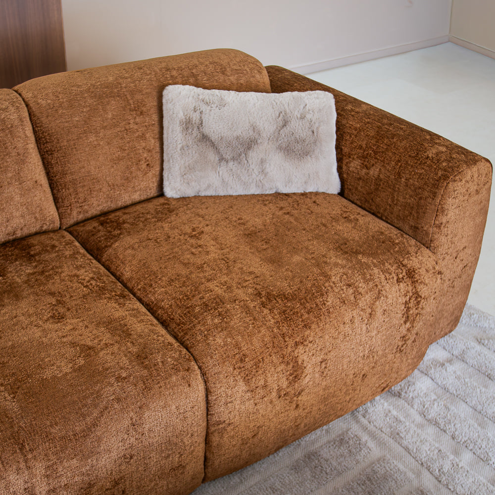 Banken-Hoekbank oker chenille stof - 292x170 cm - Shane - links-Dimehouse